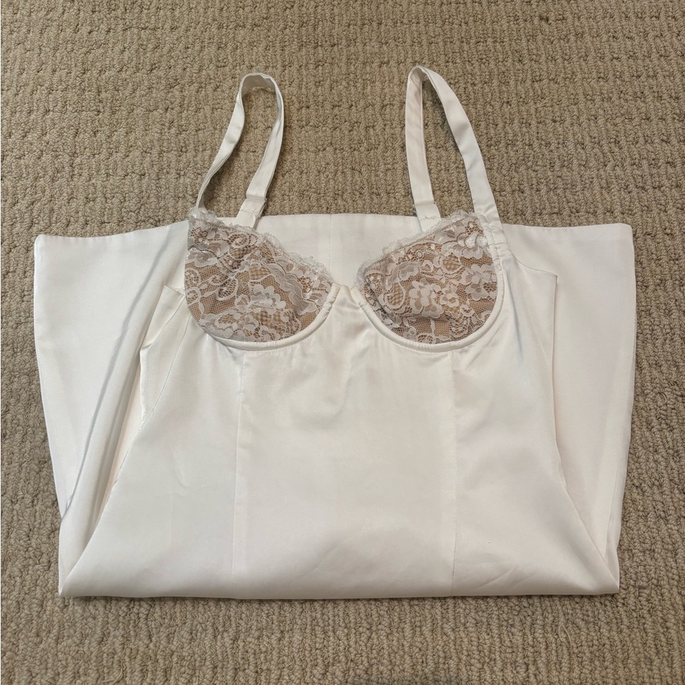 White Fox Boutique Cream and Tan Chemise Dress